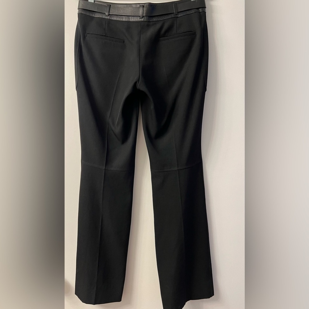Vintage Prada Pants, 100% Wool with Leather Waist/Belt, Black, Women's Size 42 - Picture 7 of 13